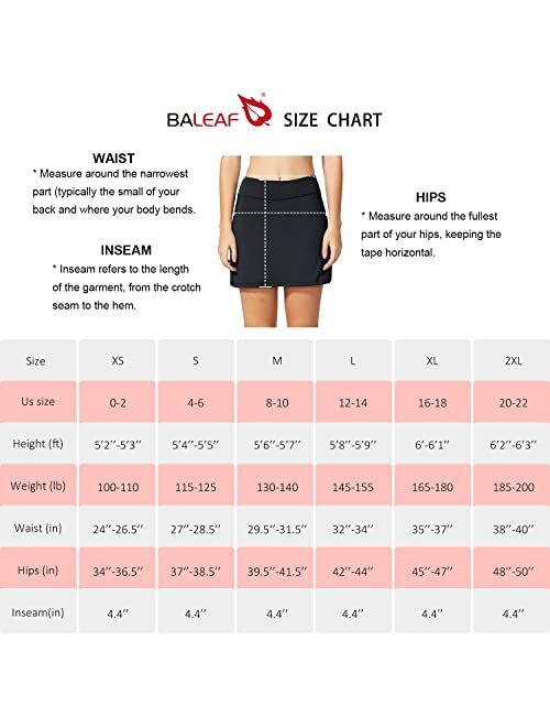 BALEAF Women's Tennis Skirt Golf Skorts Skirts Athletic Skirts with Shorts Pockets Running Workout Sports