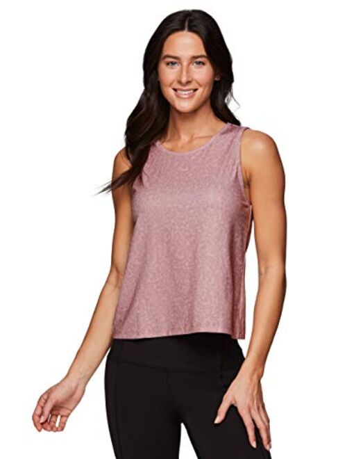 RBX Active Workout Tank Tops for Women, Fashion Soft Crop Tank with Crew Neck