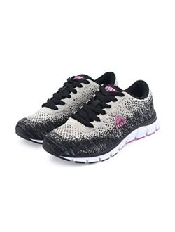 Active Women's Running Shoe, Lace Up Knit Mesh Flexible Lightweight Sneaker