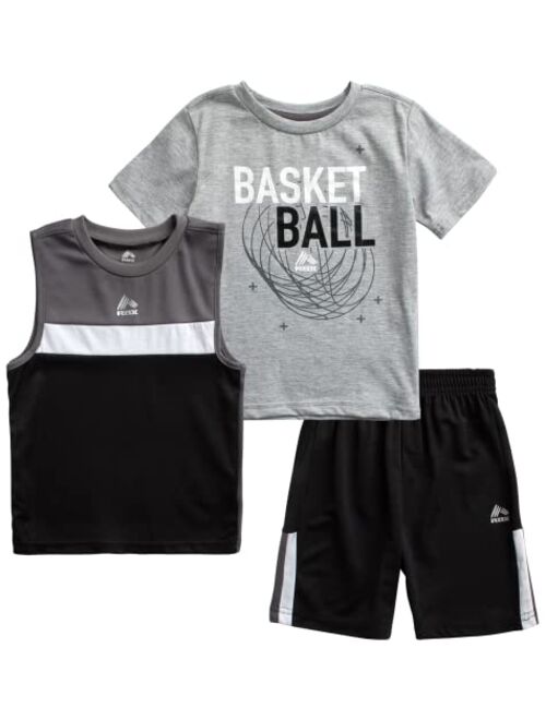 RBX Baby Boy's Active Shorts Set - Short Sleeve T-Shirt, Tank Top, and Shorts Performance Playwear Set (Toddler)