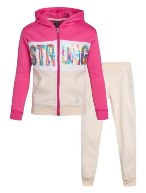 RBX Girls' Jogger Set - 2 Piece Fleece Sweatshirt and Sweatpants Sweatsuit Set (4-12)