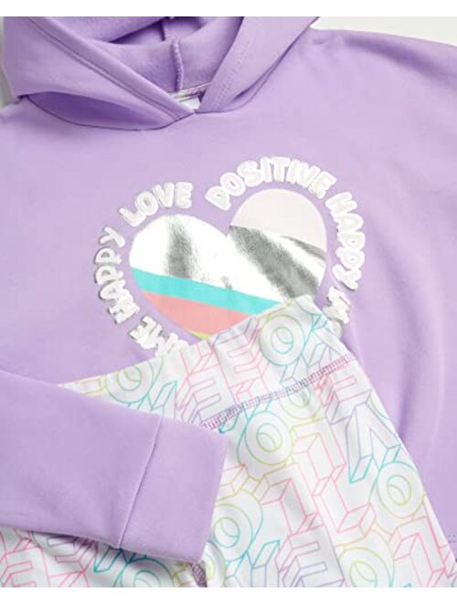 RBX Girls' Active Shorts Set - 2 Piece Fleece Crop Hoodie Sweatshirt and Bike Shorts (4-12)