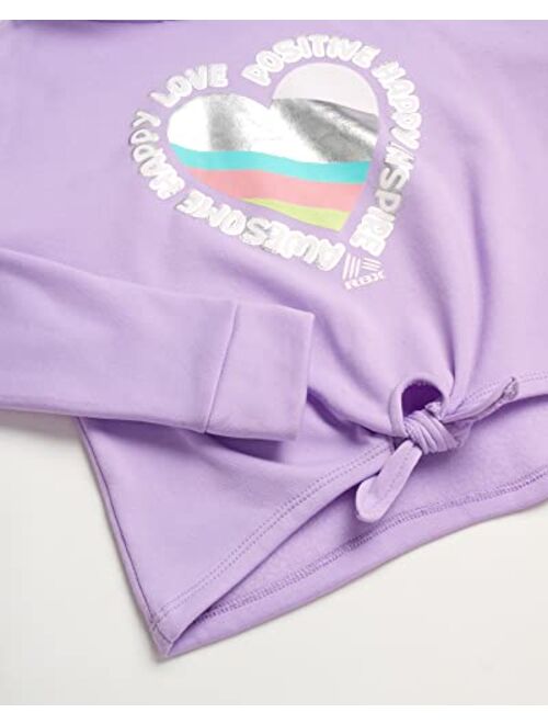 RBX Girls' Active Shorts Set - 2 Piece Fleece Crop Hoodie Sweatshirt and Bike Shorts (4-12)