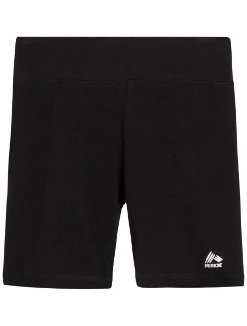 RBX Girls' Active Shorts - 2 Pack Athletic Stretch Cotton Bike Shorts (Size: 4-16)
