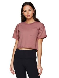 Women's Relaxed Crop Top Athletic Fashion Yoga Short Sleeve Cropped T-Shirt