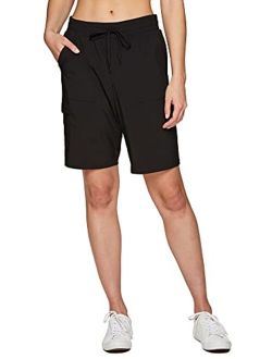 Active Women's Relaxed Fit Breathable Ventilated Stretch Woven Athletic Walking Short with Pockets