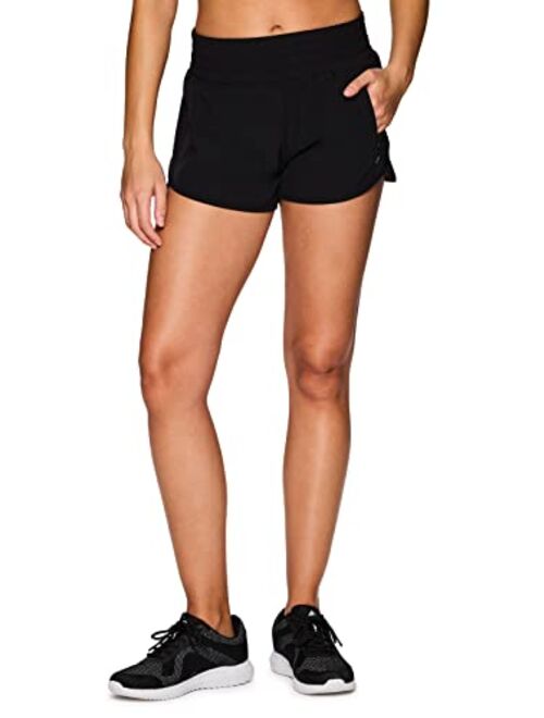 RBX Active Women's Athletic Relaxed Fit Quick Dry Stretch Woven Running Short with Inner Attached Brief and Pockets