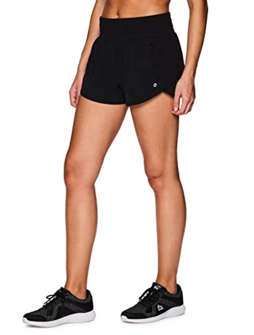 RBX Active Women's Athletic Relaxed Fit Quick Dry Stretch Woven Running Short with Inner Attached Brief and Pockets