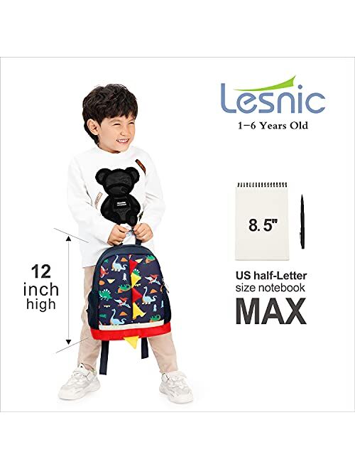 LESNIC Kids Dinosaur Backpack with Leash, Buckles in the Front , CPC Certified Medium Rucksack for 1-6 Years Old Boys & Girl, Dinosaur Rucksack Toddler Kids Bag 25 10 30.