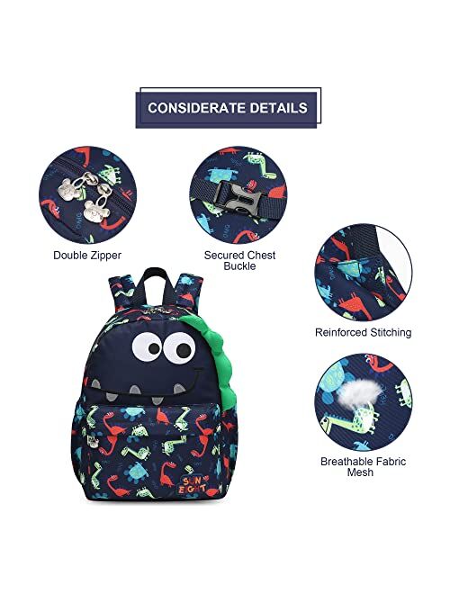 Otbjmbx Bule Dinosaur Toddler Backpack for Kids，Large capacity Lightweight Casual Backpack for Boys
