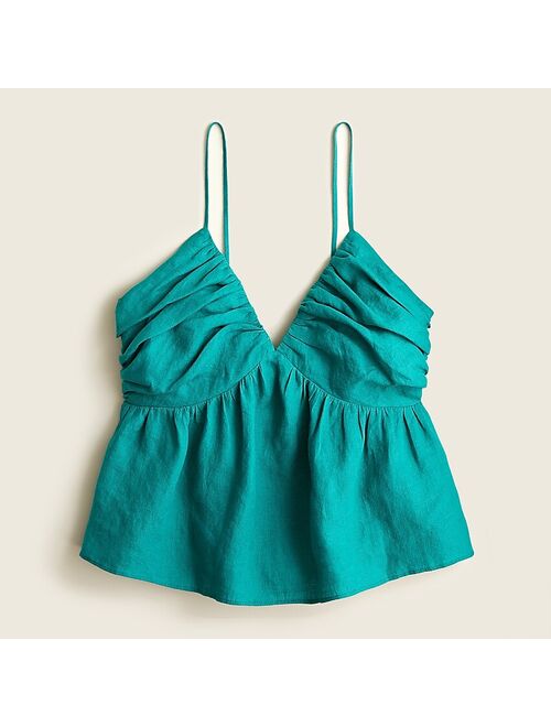 J.Crew V-neck Gathered-linen Camisole Top
