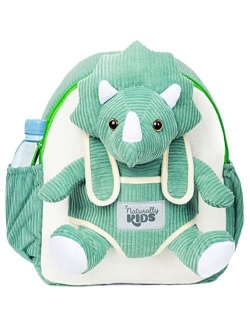 Naturally KIDS Small Dinosaur Backpack Dinosaur Toys for Kids 3-5 Green Triceratops