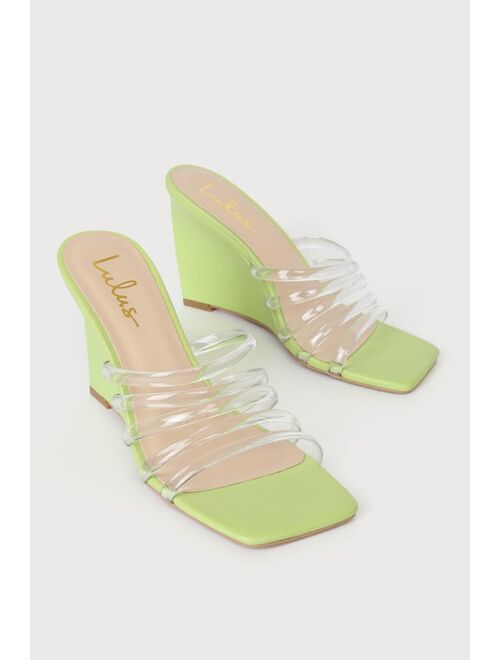 Lulus Chax Green Clear Slide-On Wedge Sandals