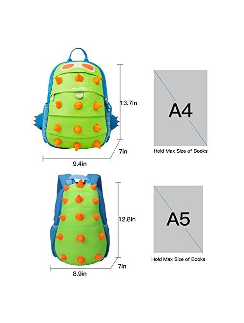 NOHOO Upgraded Kids Dinosaur Backpack Toddler School Bag Boys Travel Bag 14'' Cute Cool Waterproof Boys Backpack for 3-8 Years