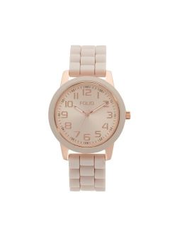 Folio Women's Rose Gold Tone Silicone 3-Hand Easy Read Watch