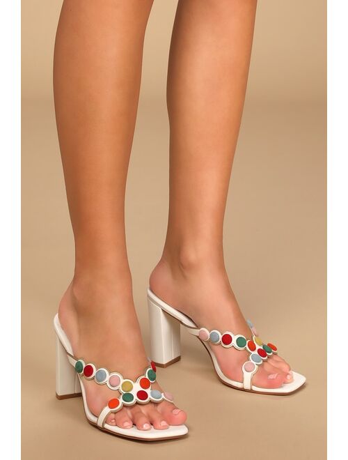 Lulus Mahly White Multi High Heel Sandals
