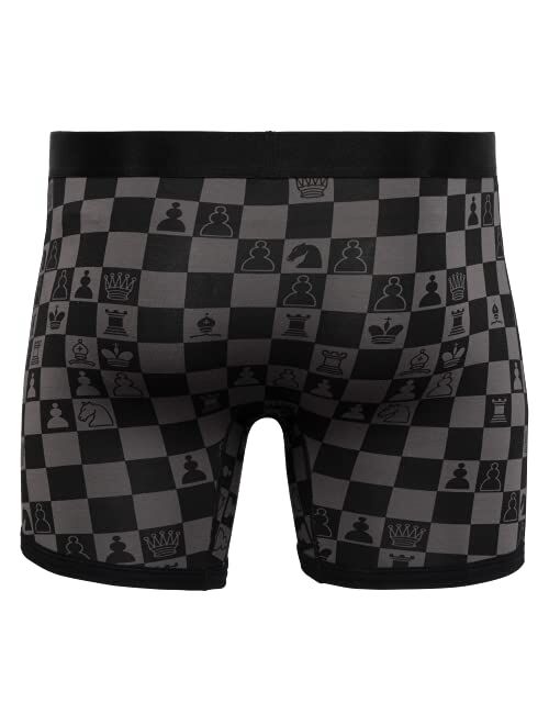 Sheath Underwear SHEATH Men's Chess Grandmaster Dual Pouch Boxer Brief Underwear - Grey/Black