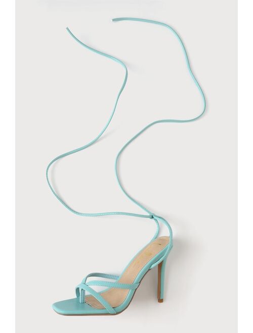 Lulus Simonee Aqua Lace-Up High Heel Sandals