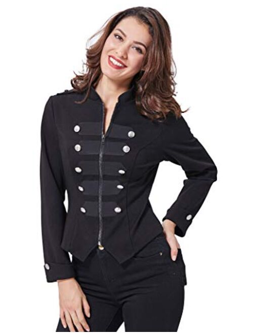 Kate Kasin Womens Victorian Steampunk Ringmaster Jacket Military Blazer