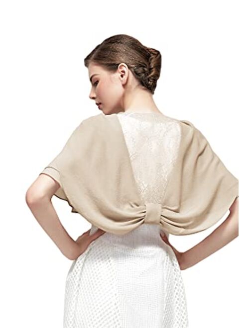 Kate Kasin Women's Soft Chiffon Shawl Wraps Loose Casual Sheer Shrug Open Front Cape Cover Up for Wedding Evening Dress
