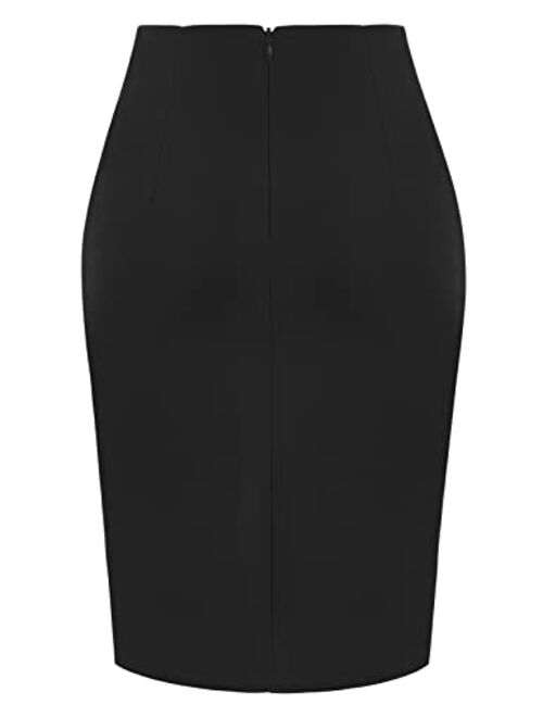 Kate Kasin Women Irregular Hem Pencil Skirt Knee Length Business Casual Skirts