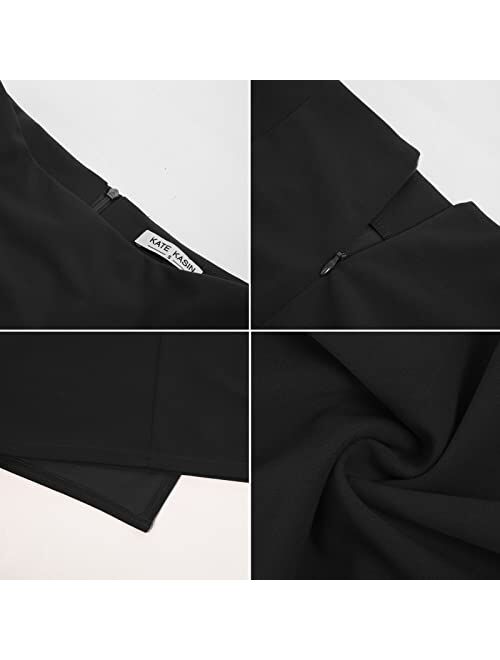 Kate Kasin Women Irregular Hem Pencil Skirt Knee Length Business Casual Skirts