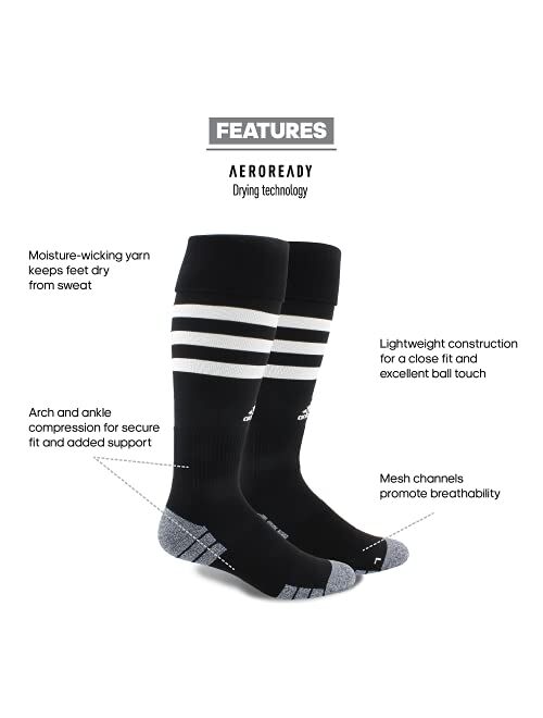 adidas unisex-adult 3-stripe Hoop Soccer Socks (1-pair)