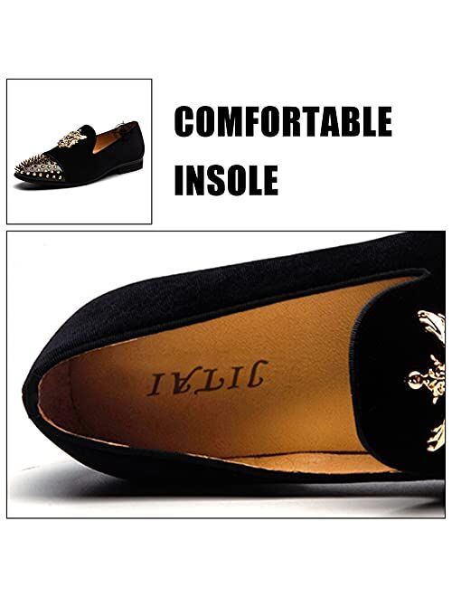 JITAI Men Loafers Men's Velvet Loafers Shoes and Wedding Shoes for Men Party Shoes