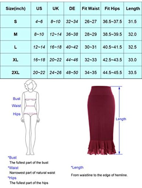 GRACE KARIN Women’s Knee Length Underskirt Ruffled Chiffon Dress Skirt Half Slip Extender S-XXL