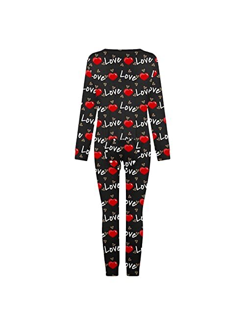 Asntrgd Womens Sexy Onesie Pajama Deep V Neck Long Sleeve Onesie Jumpsuit Back Functional Buttoned Flap Adult Bodycon Romper