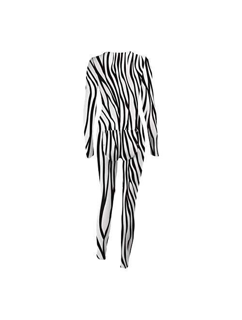 Poto Womens Sexy Pajamas Butt Button Flap Adults Jumpsuit Zebra Stripe Bodysuit Deep V-Neck One Piece Rompers Sleepwear