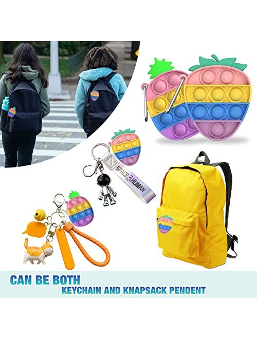 tekkit 24PCS Mini pop Push it Fidget Keychain, Pop Push its Keychain,Stress Relief Toys Fidget Sensory Toys Party Favor Class Award Anti Anxiety Hand Toys for Kids Adults