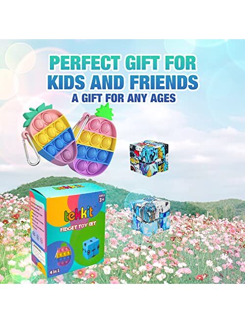 tekkit 24PCS Mini pop Push it Fidget Keychain, Pop Push its Keychain,Stress Relief Toys Fidget Sensory Toys Party Favor Class Award Anti Anxiety Hand Toys for Kids Adults