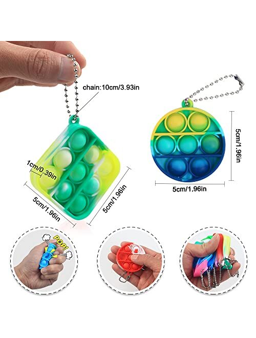 Print Palm Mini Pop Keychain Fidget Toy Pack, Anxiety Stress Relief Push Bubble Fidget Keychain Toy Sensory Fidget Desk Toys, Party Favors Small Decompression Toys Gifts 