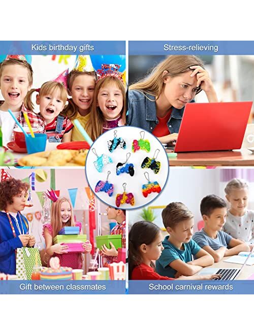 Procover 10 Pack Mini Pop Keychain Fidget It Controller Toys Pack for Boys,Pop Sensory Pop Toy Fidget Keychain, Controller Shaped Keychain Fidget Toy Pack for Kids Childr