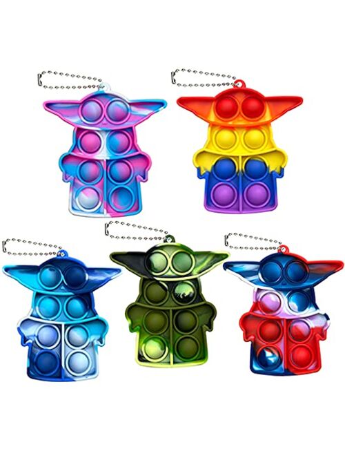 Abendy 5 Pcs Mini Fidget Toys, Tie-dye Stress Relief Hand Toys, Pop Push it Bubble Fidget Sensory Toys, Anti-Anxiety Keychain Toys Office Desk Gifts for Kids and Adults