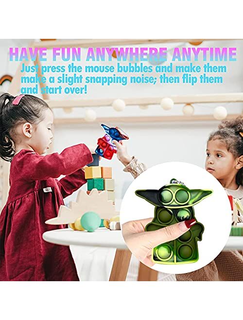 Abendy 5 Pcs Mini Fidget Toys, Tie-dye Stress Relief Hand Toys, Pop Push it Bubble Fidget Sensory Toys, Anti-Anxiety Keychain Toys Office Desk Gifts for Kids and Adults