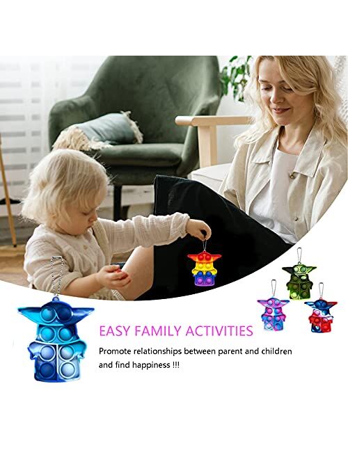 Abendy 5 Pcs Mini Fidget Toys, Tie-dye Stress Relief Hand Toys, Pop Push it Bubble Fidget Sensory Toys, Anti-Anxiety Keychain Toys Office Desk Gifts for Kids and Adults
