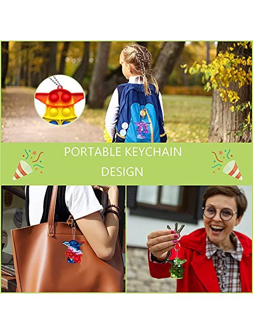Abendy 5 Pcs Mini Fidget Toys, Tie-dye Stress Relief Hand Toys, Pop Push it Bubble Fidget Sensory Toys, Anti-Anxiety Keychain Toys Office Desk Gifts for Kids and Adults