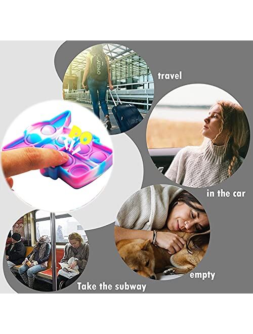 Abendy 5 Pcs Mini Fidget Toys, Tie-dye Stress Relief Hand Toys, Pop Push it Bubble Fidget Sensory Toys, Anti-Anxiety Keychain Toys Office Desk Gifts for Kids and Adults