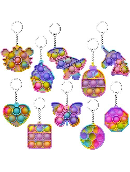 Funko Zjdl 4PACK Fidget Keychain, Mini Fidget Toy Pop Fidget Toy, Stress Relief Hand Toys Keychain Toy, Push pop Bubble Fidget Toy for Kids Adults