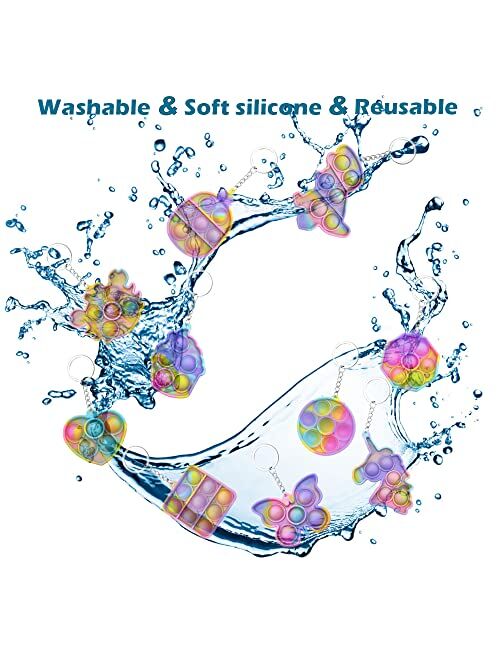 Funko Zjdl 4PACK Fidget Keychain, Mini Fidget Toy Pop Fidget Toy, Stress Relief Hand Toys Keychain Toy, Push pop Bubble Fidget Toy for Kids Adults