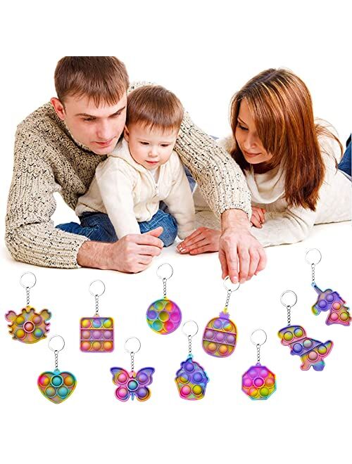 Funko Zjdl 4PACK Fidget Keychain, Mini Fidget Toy Pop Fidget Toy, Stress Relief Hand Toys Keychain Toy, Push pop Bubble Fidget Toy for Kids Adults