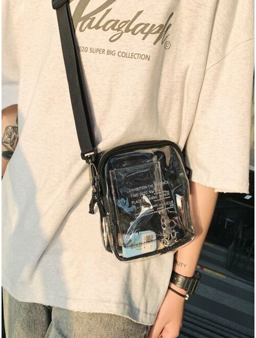 Shein Men Clear Letter Graphic Crossbody Bag