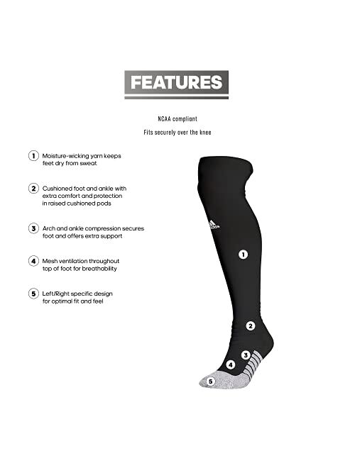 adidas Unisex Adizero Football Cushioned Over the Calf (Otc) Socks (1-pair)