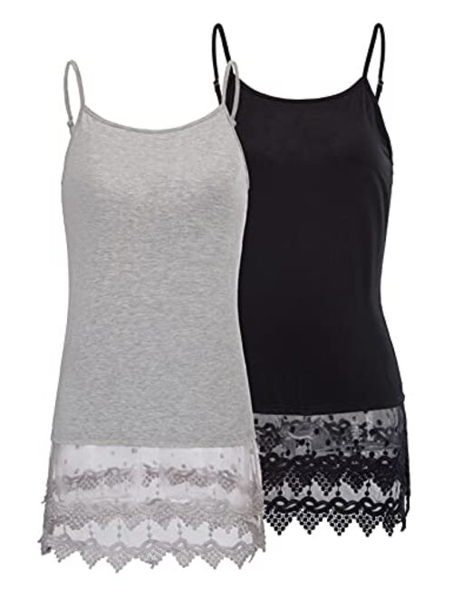 Kate Kasin Sexy Women's Extender Camisole Dress Slip Spaghetti Tank Top Lace Trim