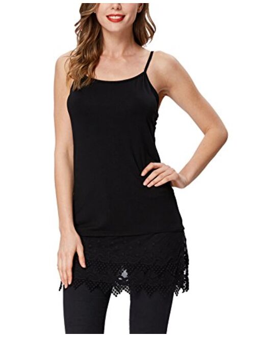 Kate Kasin Sexy Women's Extender Camisole Dress Slip Spaghetti Tank Top Lace Trim