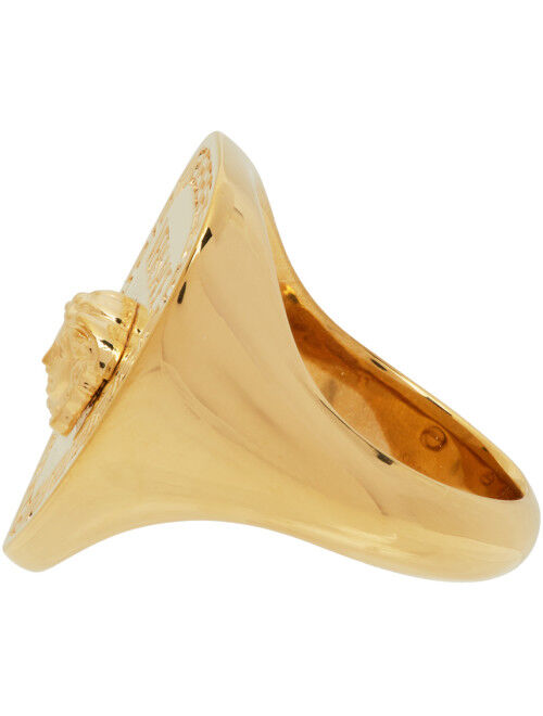 Versace Gold Pick Medusa Head Signet Ring