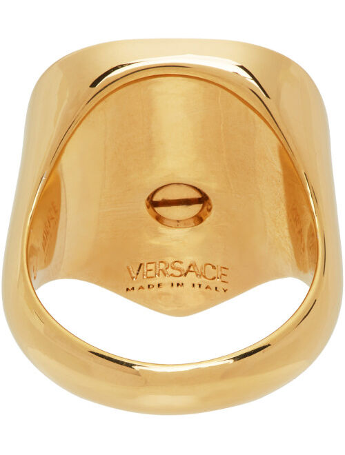 Versace Gold Pick Medusa Head Signet Ring