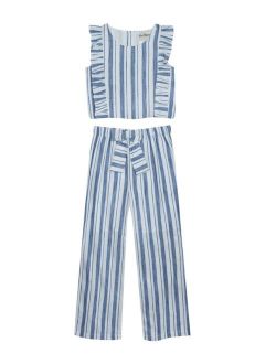 Rare Editions Big Girls Striped Top and Striped Pants, 2 Piece Set